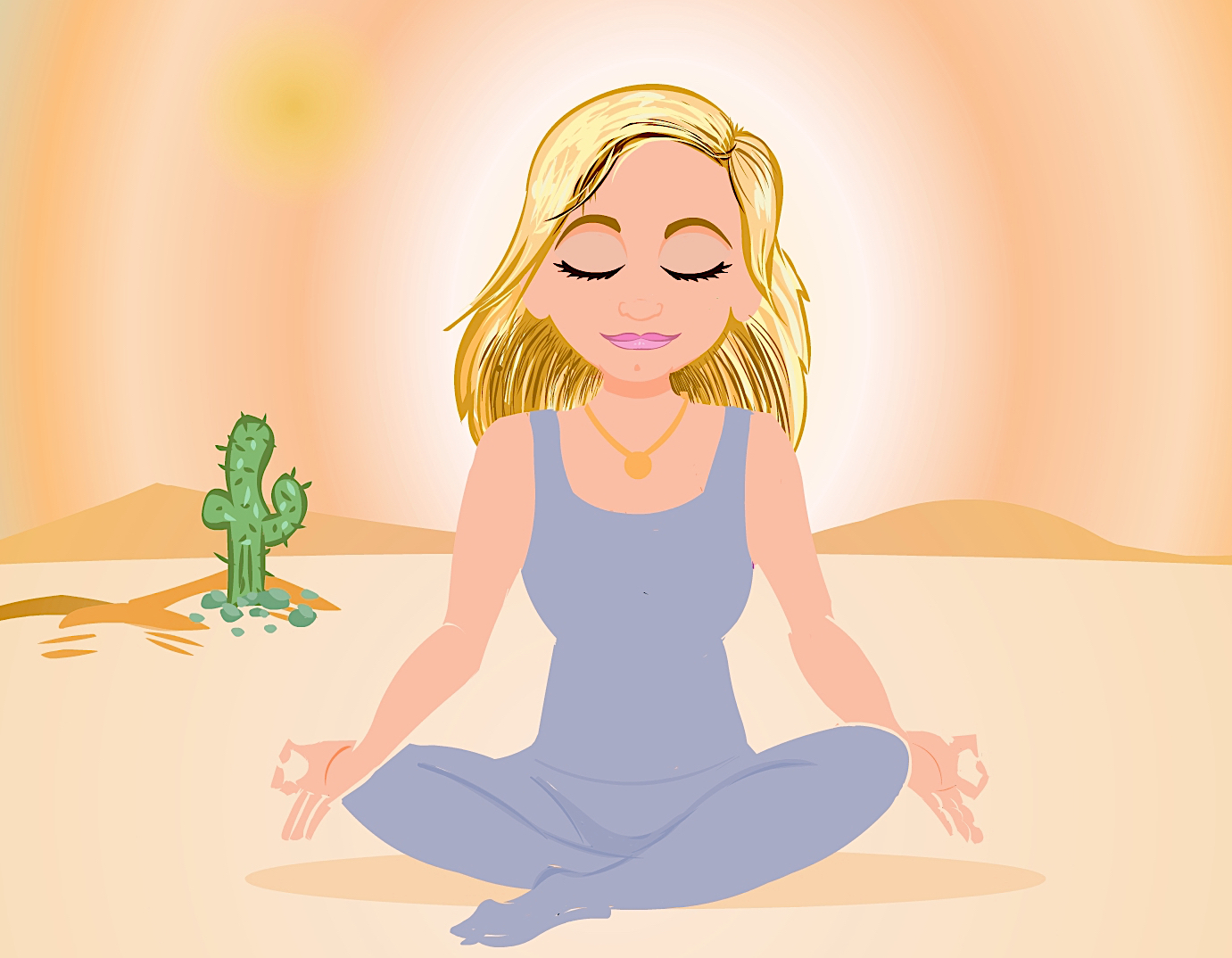 Meditation Cartoon Girl
